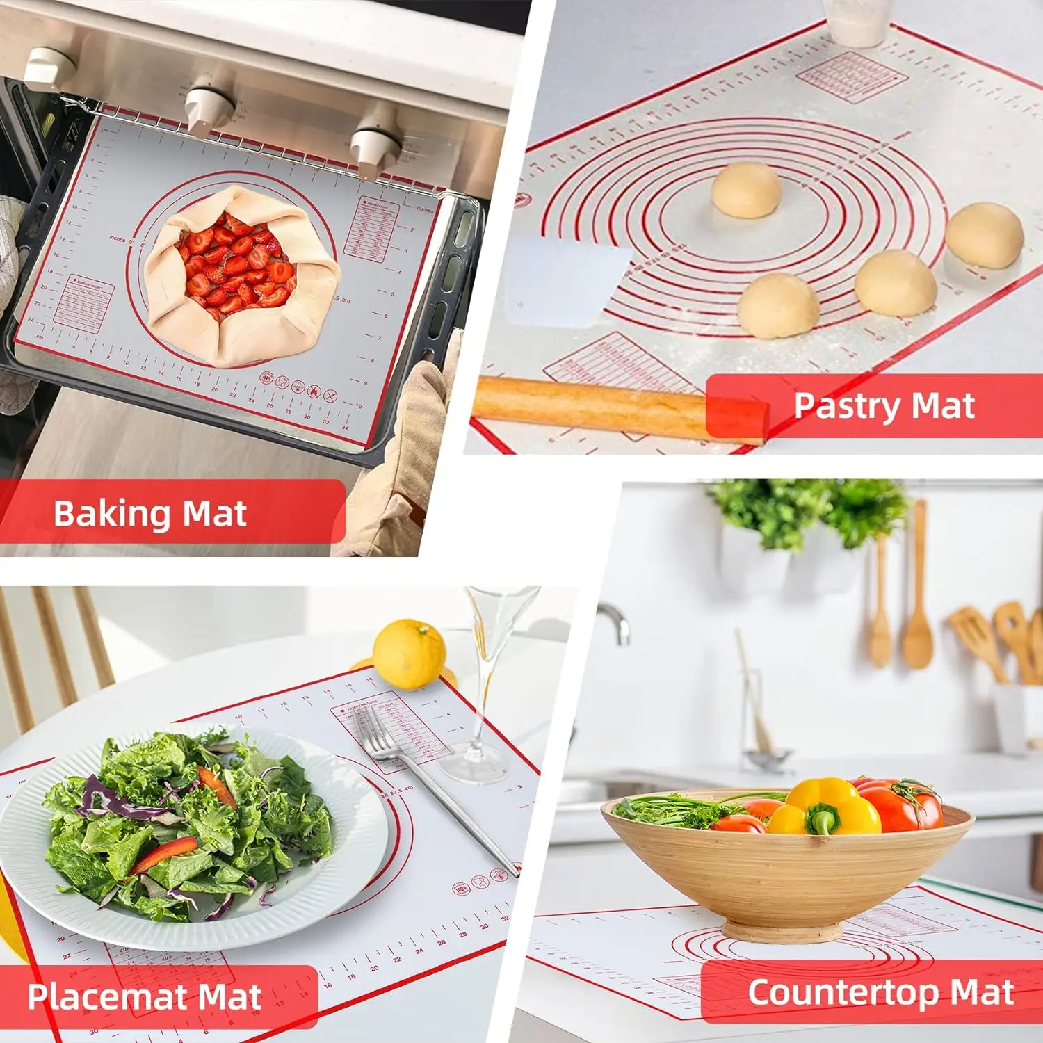 Silicone Baking Mats Sheet Pizza Dough Non-stick Maker Holder Pastry Kitchen Gadgets Cooking Tools Utensils Bakeware Accessories