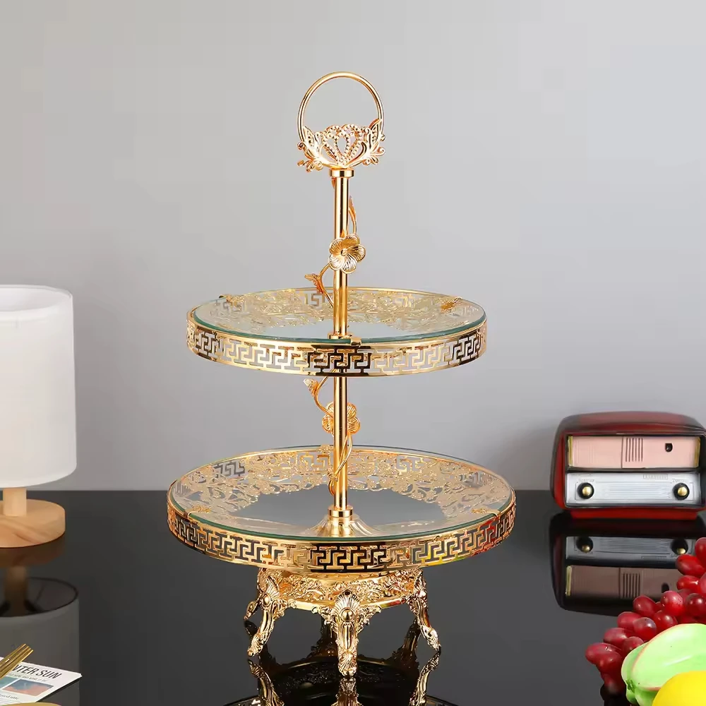 Golden Classical Light Luxury Multi-layer Fruit Tray Business Hall Snacks Dried Fruit Tray Exquisite Design Crafts