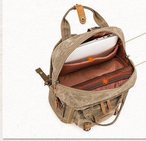 
Waxed Canvas Professional Camera Bag Backpack 