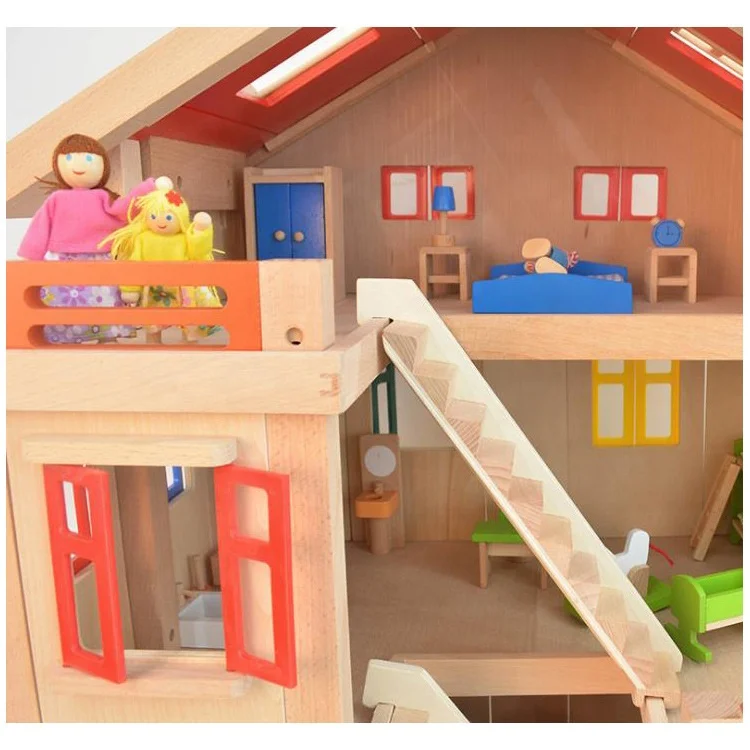 Children handmade Big Castle kids diy Wooden big doll house