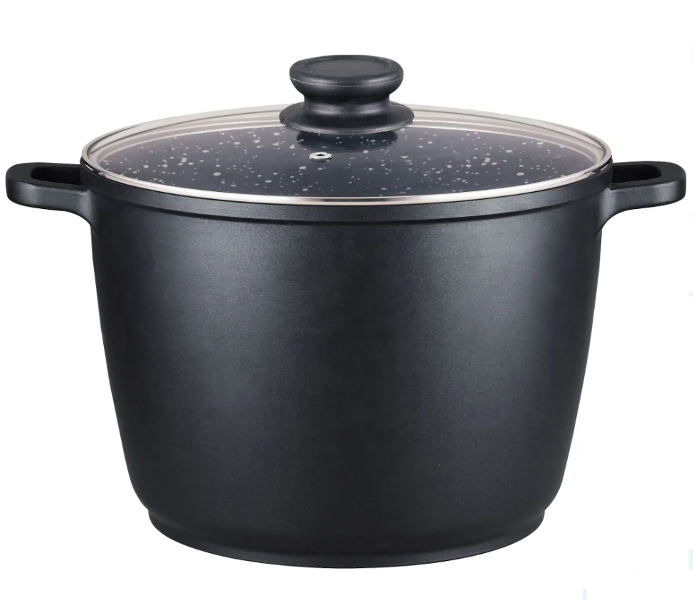 9.5inch 24cm Die casting aluminium nonstick marble cooking pot/large soup pot with induction bottom