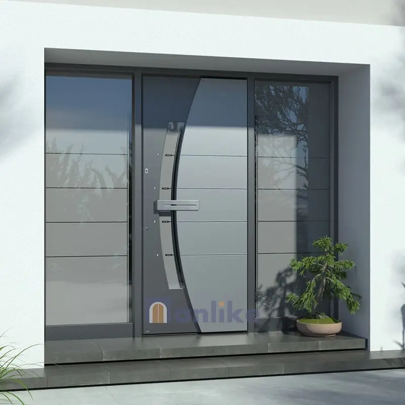 Anlike Contemporary Main Mirror View Smart Outdoor French Modern Hurricane Impact Metal Security External Doors