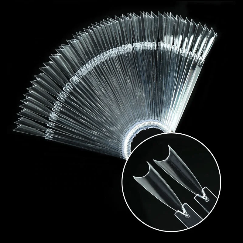 French Style False Nail Display Tip Clear Nature Color Chart Fan Shape UV Gel Polish Swatch Shows Palette Practice Manicure Tool