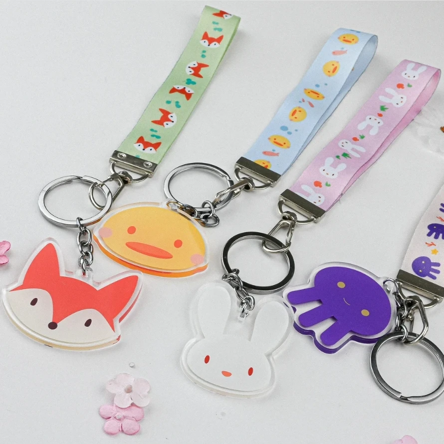 Hot Selling Custom Lanyard Keychain Cute Acrylic Charm Lanyard Keychain Acrylic Keychain with Lanyard
