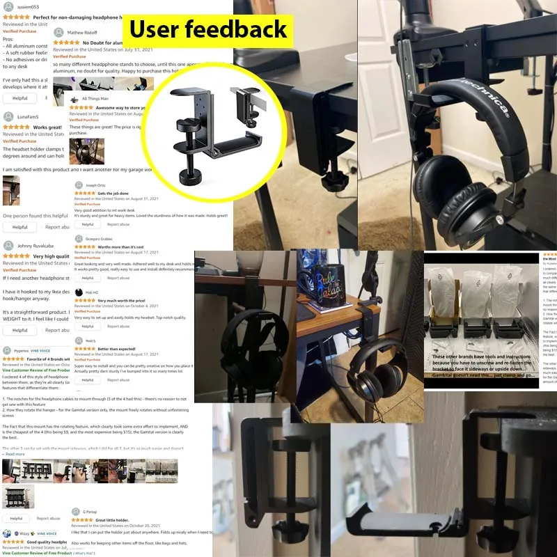 Foldable Headset Stand  Aluminum Gaming Headset Stand Under Desk Headphone Holder for Universal Headphones Hook