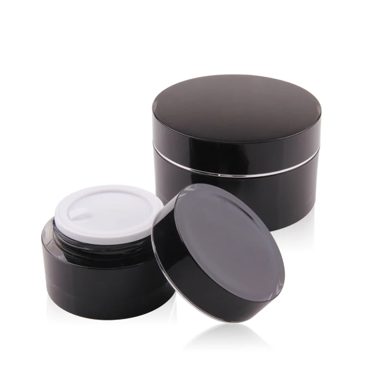 Skin care cream jar packaging custom 100g 200g acrylic jar cosmetic black acrylic cream jar