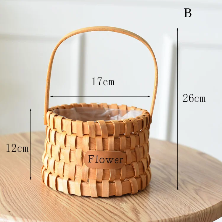 Fancy Food Fruit Natural Decorations Gift Handmade Wooden Chip Wholesale Chinese Manufacturer Flower Basket