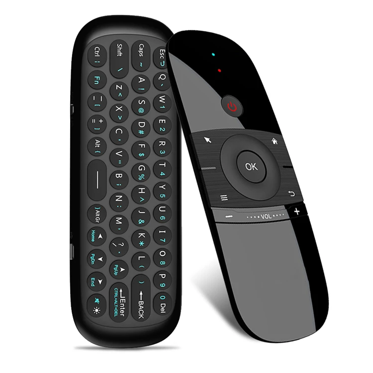 Аэромышь W1 2,4G с функцией ИК обучения, беспроводная с гироскопом, мини-клавиатурой, ТВ-приставка, пульт дистанционного управления для игровой станции, мини-проектор для ПК