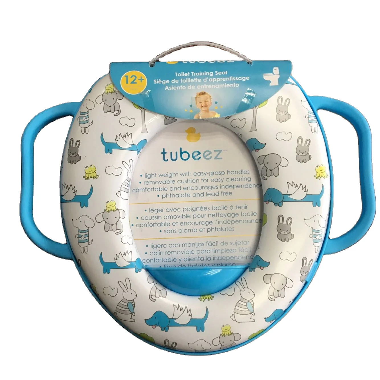 Cute Printed Baby Soft Plastic Toilet Seat with Handles Portable Single-Piece Set Design
