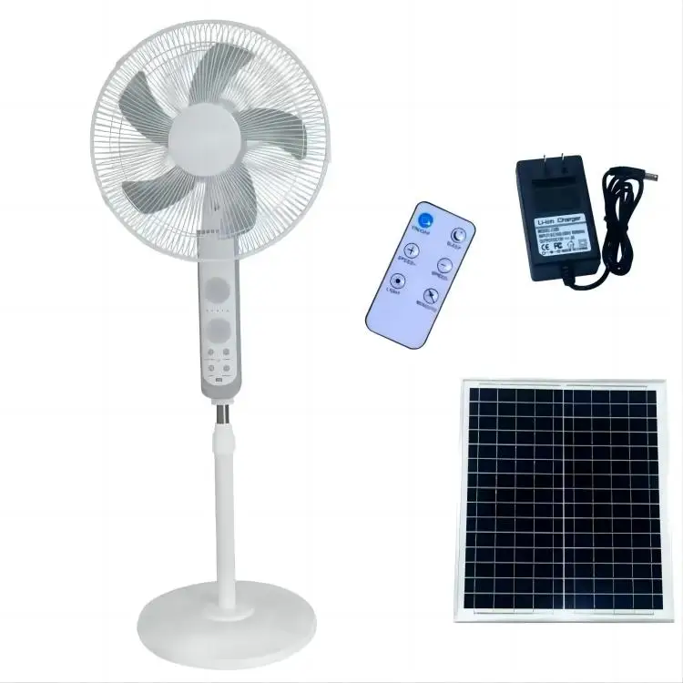 16 Inch 12V Dc/Ac Solar Fan For Home System Portable Mini Solar Energy Rechargeable Air Powered Fan For No Electricity Areas