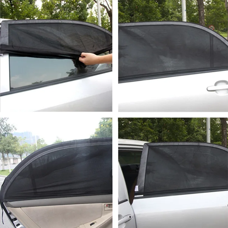 2 Pack universal sun uv protection cover car side sunshade breathable stretchy mesh curtain window cover