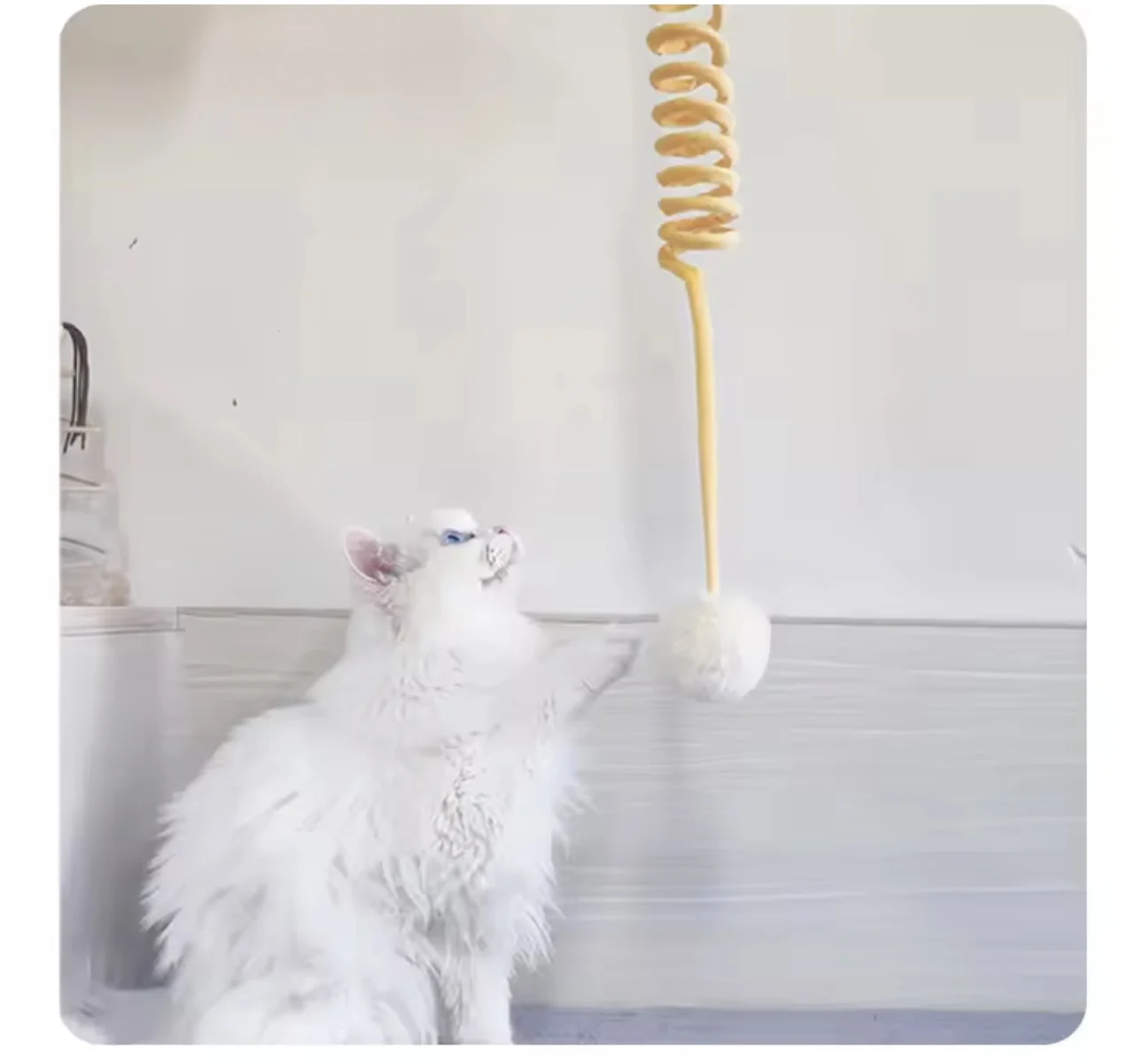 Popular New style Interactive Cat Fun Toys with spring for indoor cats Cat Teaser Toy with Ball plush multiple colors