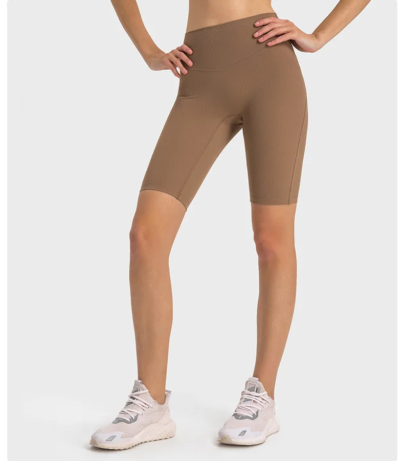 Draw strip ribbed Shaping High waist peach buttock lulu sports leggings Outdoor running fitness lulu yoga pants GYM lulu shorts