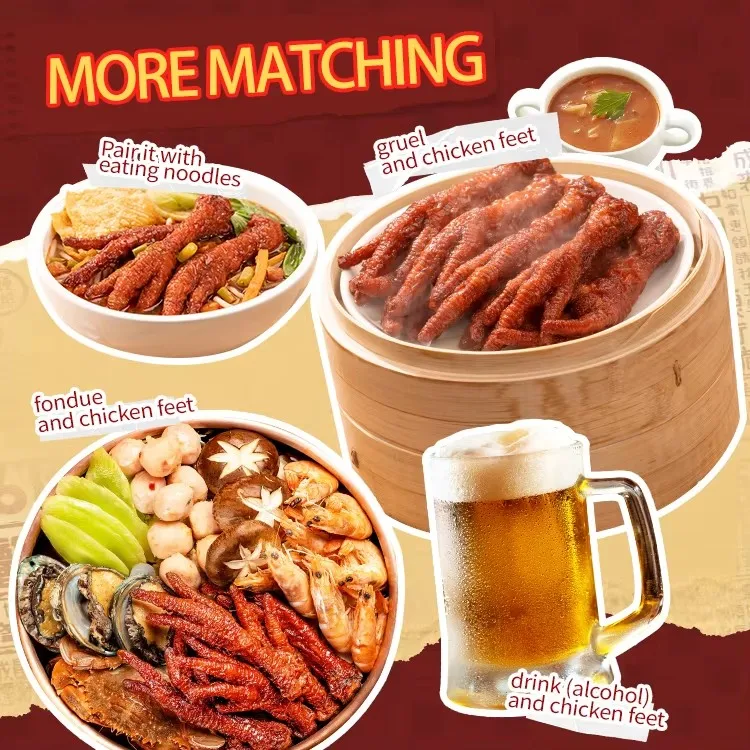 105g Chinese Chicken Feet Food Meat Snacks Halal Spicy Pickled tiger Skin Chicken Feet Snacks