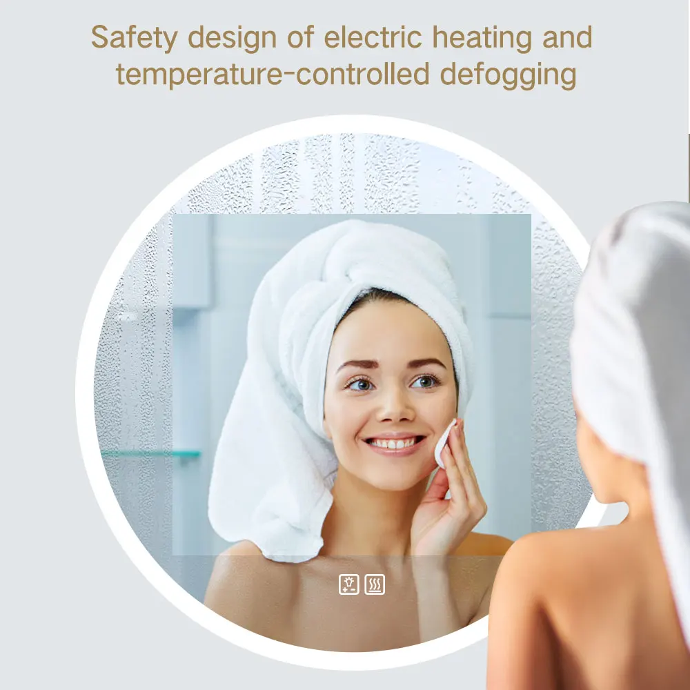 Smart Anti-fog Vanity Led Mirror Touch Screen watch with lights for hotel/home bathroom