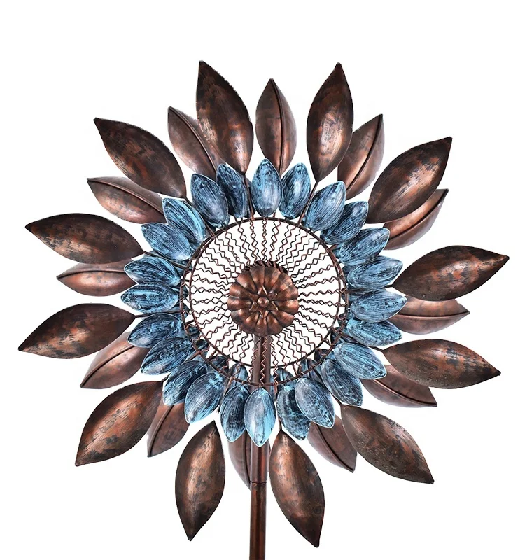 Hourpark High-grade garden decoration Double-sides blue and copper wind spinners for