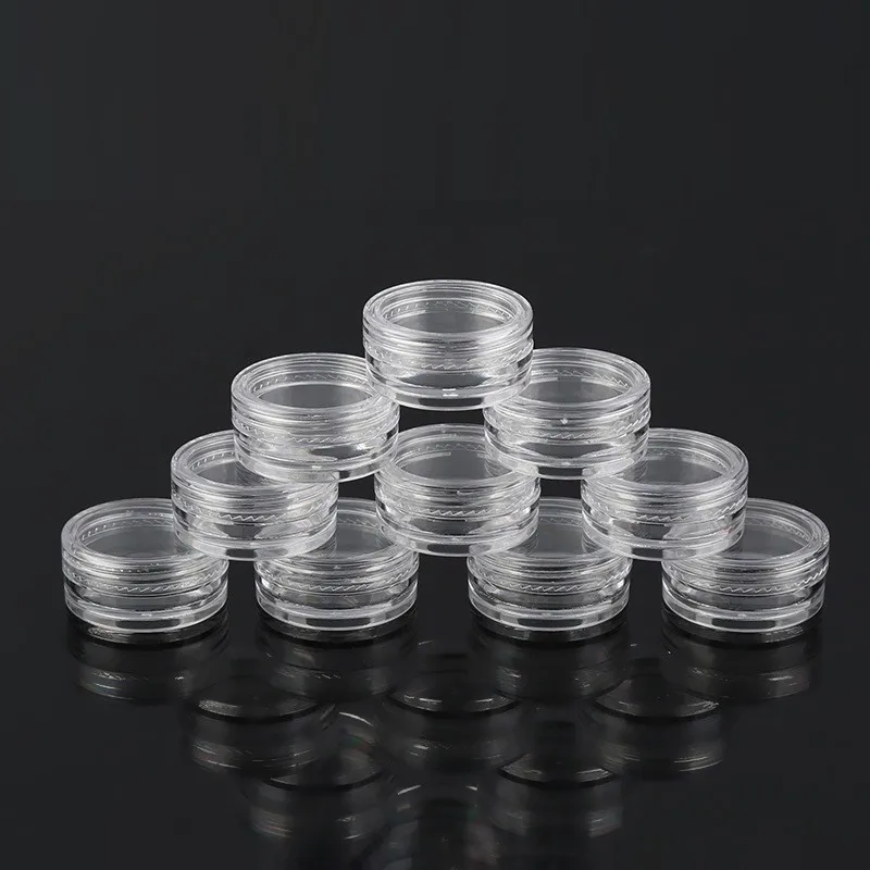 2.5g Clear Round Transparent Plastic Cosmetic Jar Container For Glitter Lotion Cream Nail Power Rhinestone Eye  Shadow Powder