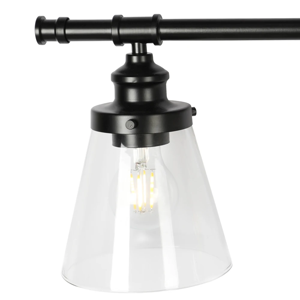 Modern Indoor Wall lamps Bathroom Vanity Light Fixture 3 Light Black Vanity Light with Clear Glass