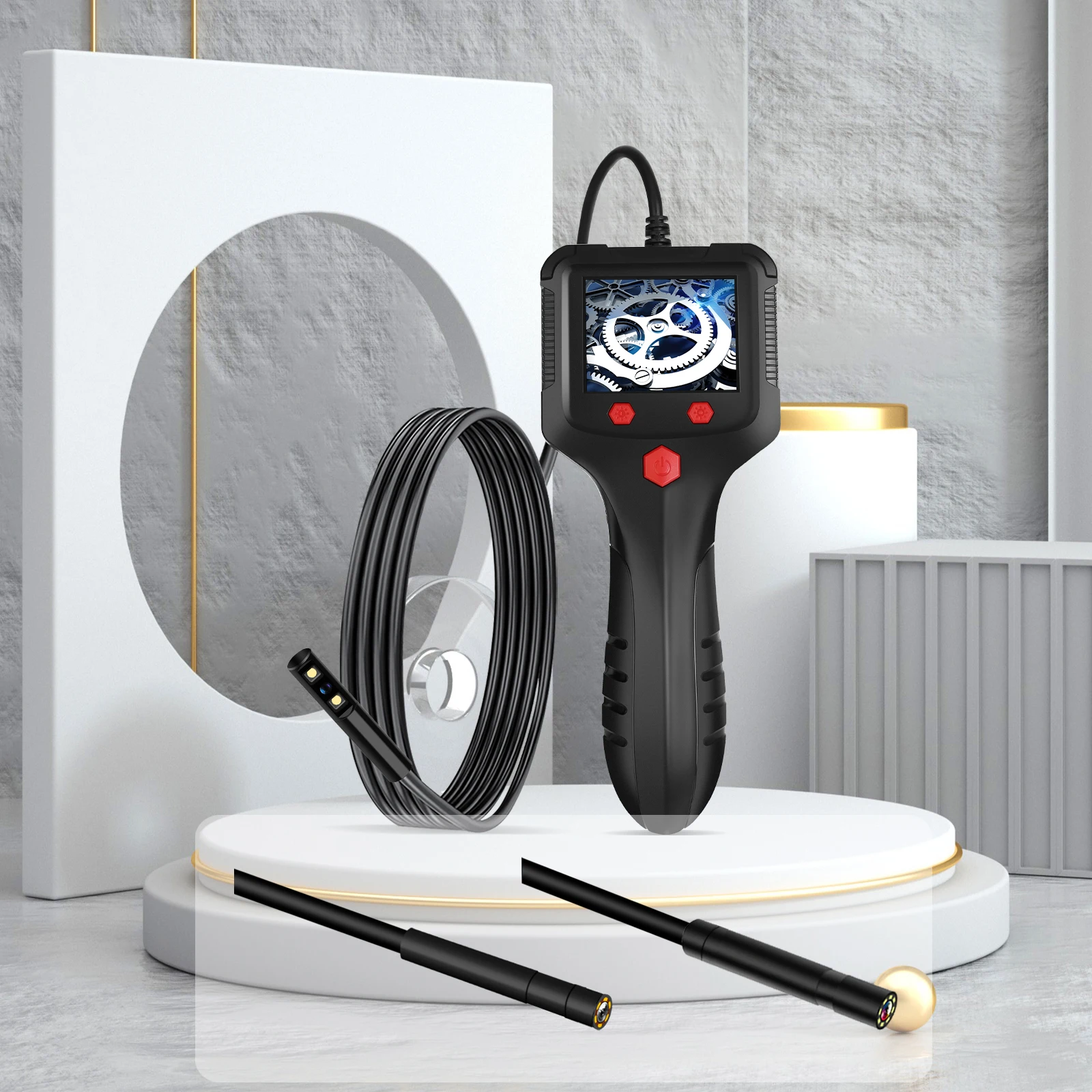 New breakthrough 50meters borescope rigid industrial endoscope camera 2.4 inch screen pipe inspection video endoscope camera