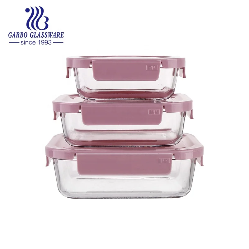 factory glass food storage container with bamboo lid Fruit Square Salad Vegetable Bowl glass lunch box borosilicate Bento