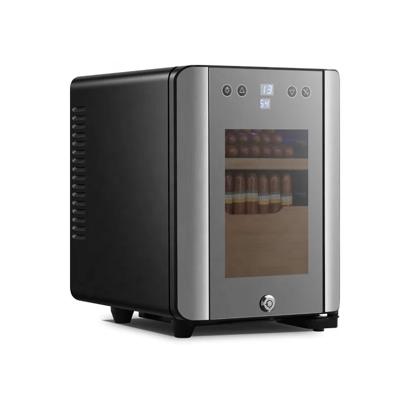 Sw-28X Top Sale Big Black Spanish Cedar Wood Thermoelectric Electronic Electric Cabinet Cigar Humidor Cooler