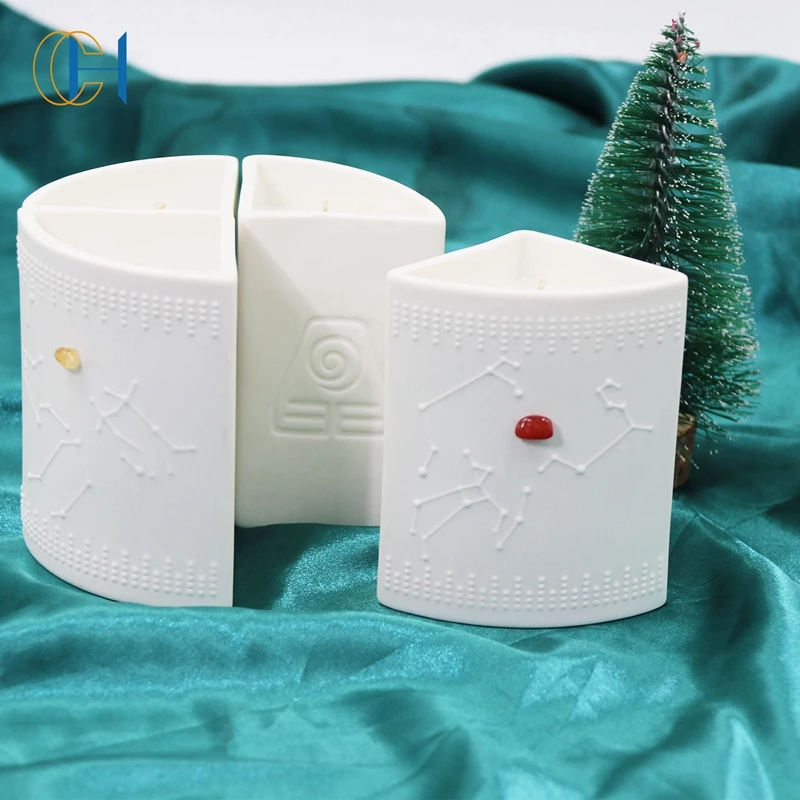 Eco-Friendly Ceramic Jar Natural Scented Soy Candles Luxury Private Label  Zodiac Pattern Crystal Candle