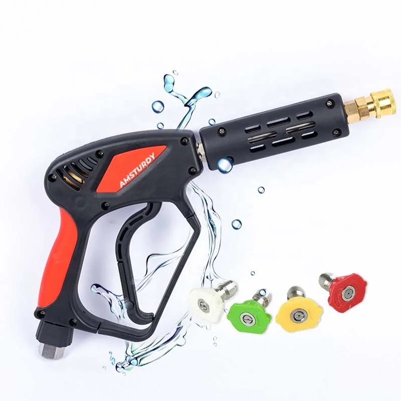 AMSTURDY PGK09 pressure washer gun and nozzles 3000 psi 4000 psi 5000 psi high pressure washer short gun for car cleaning m22