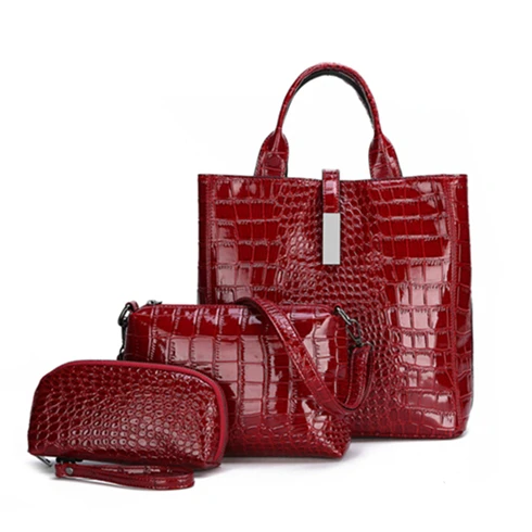 
3 Pcs Set Bag Design Designer Hobo Ladies Hand Leather Women Wholesale Brand Crocodile Fashion Purses Handbags 