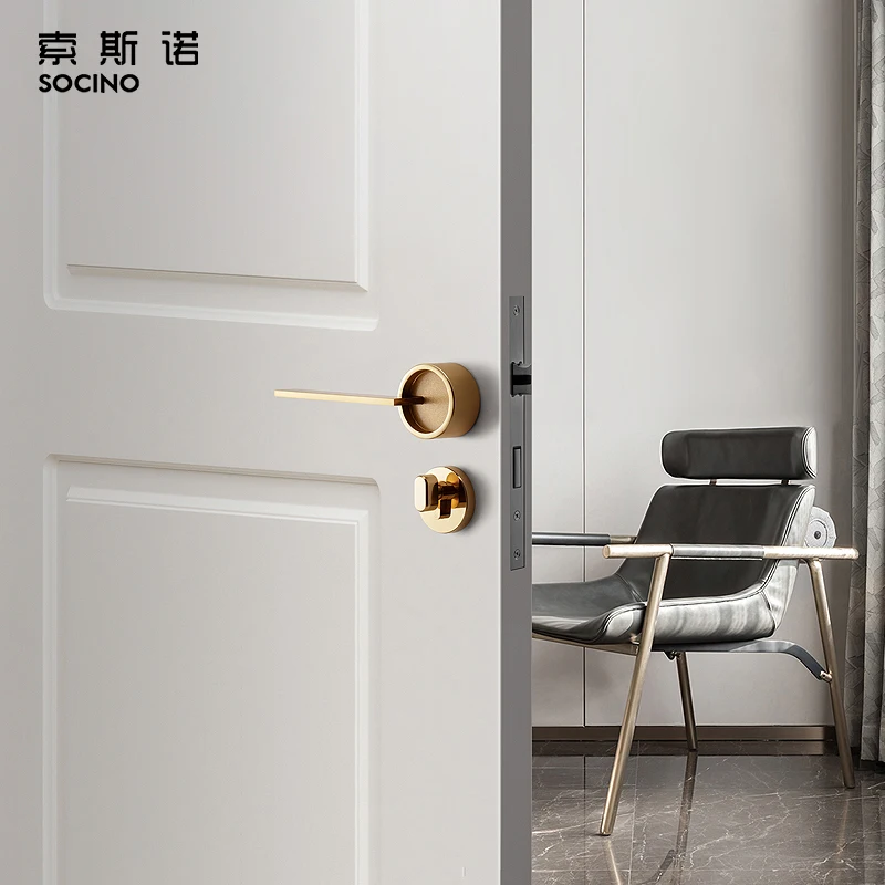 PVD  Gold  Light Luxury Door Handle High Standard Modern Indoor Door Handle For bedroom