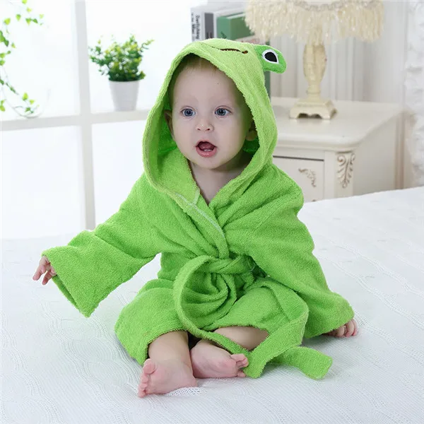 Wholesale 100% Organic Cotton Baby Towel With Hood Grey Elephant Embroidery Hooded Kids Bath Towels Bathrobe