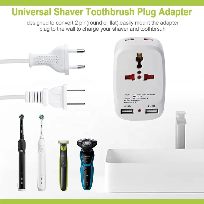 UK Plug Universal Adapter Double Usb 5v1a With Red Indicate Light Travel Universal To Schuko Charge Adapter