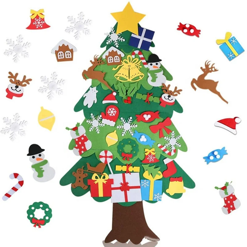 
Logo custom Christmas tree felt decoration wholesale felt ball Christmas tree manufacturer table felt Christmas tree 