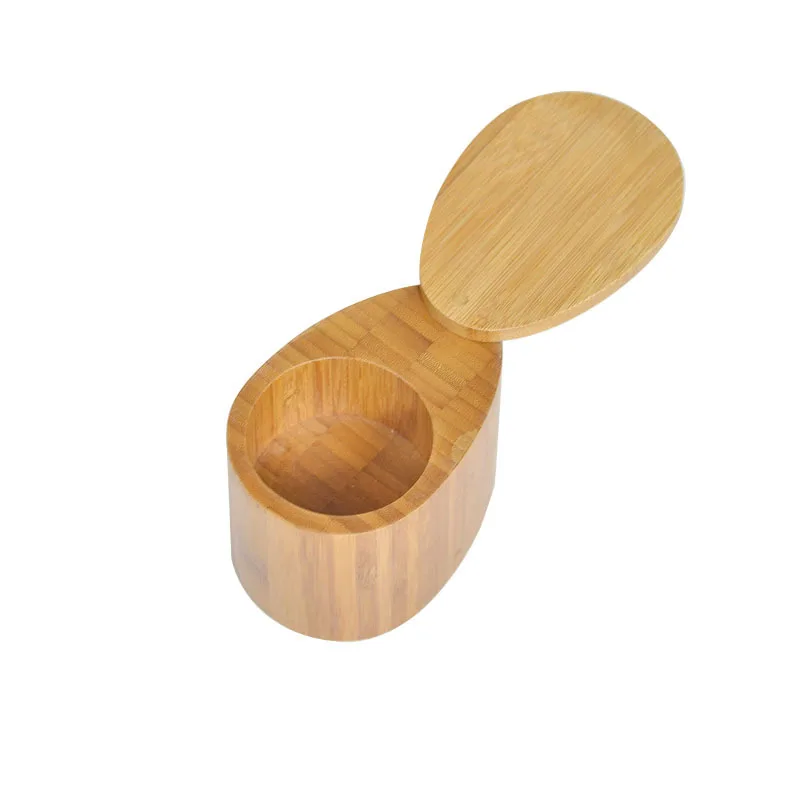 Custom Logo Magnetic Lid Spice Storage Jars Dispenser Bamboo Wood Salt Spice Box With Spoon