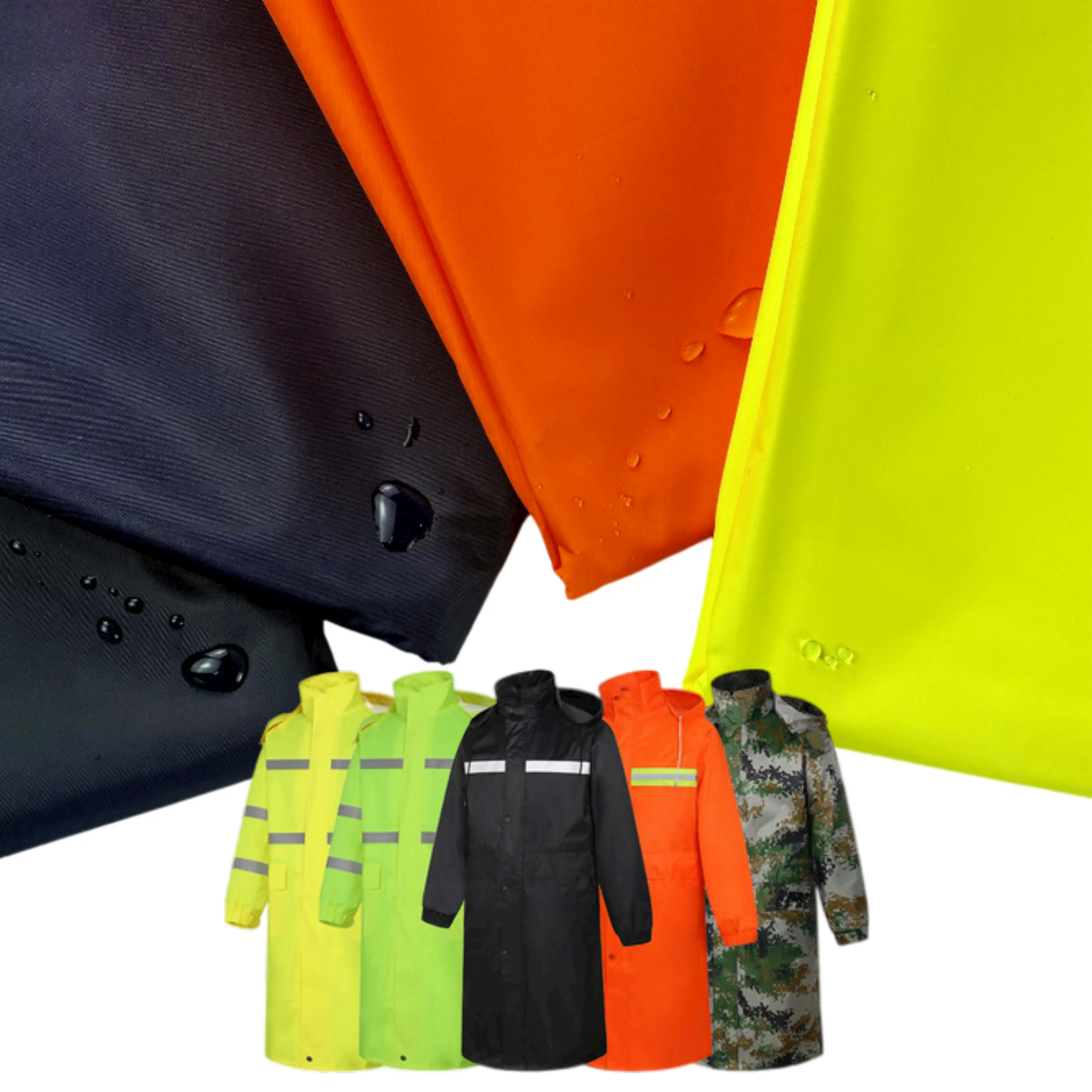 
HOT SALE 190T taffeta 100% Polyester HV/NHV Waterproof fabric 200gsm PVC/PA coated for Raincoat/ Tent/ Car cover 