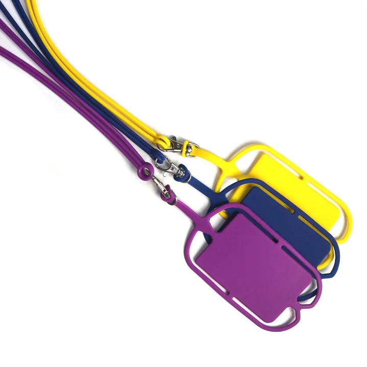 Wholesale Custom Silicone Lanyards Universal Mobile Phone Cover Case Holder with Card Pocket Wallet Neck Strap