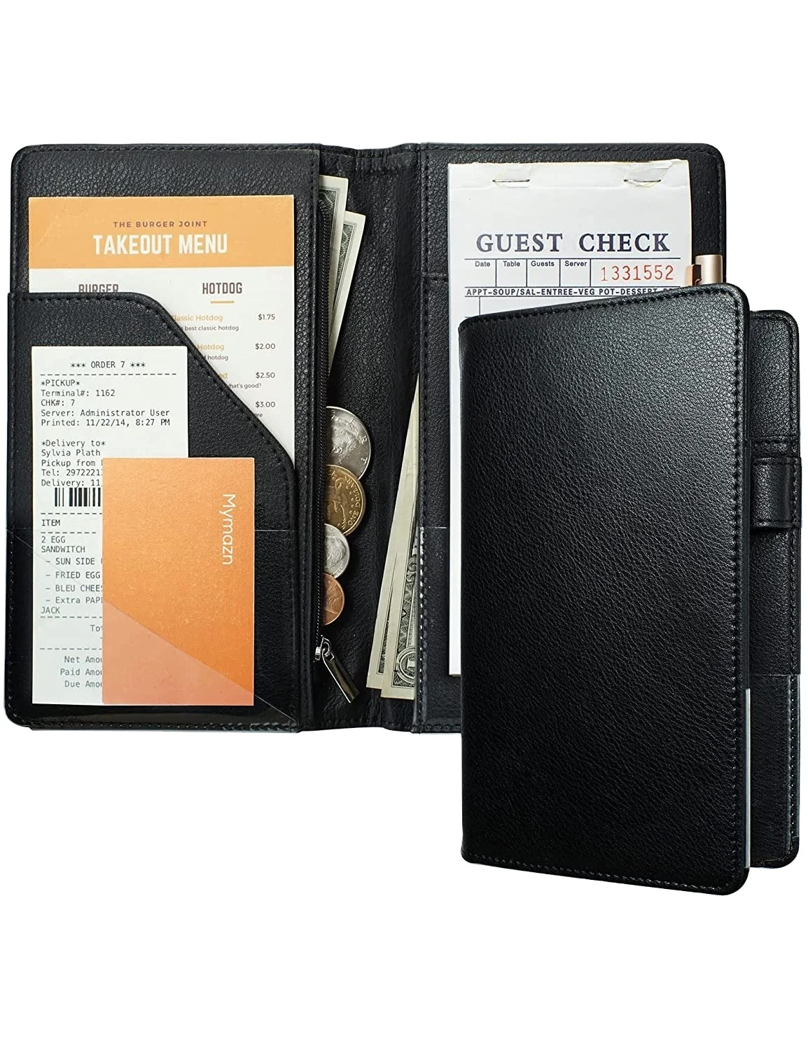 Server Books for Waitress Guest Book Note Pad Cute Pocket Money Organizer Wallet Cash Check Bill Receipt Holder Presenter