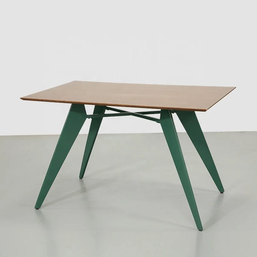 Factory wholesale China Wholesale Modern Coffee Restaurant Hotel Furniture Wood Metal Solid Top Home Dining Table