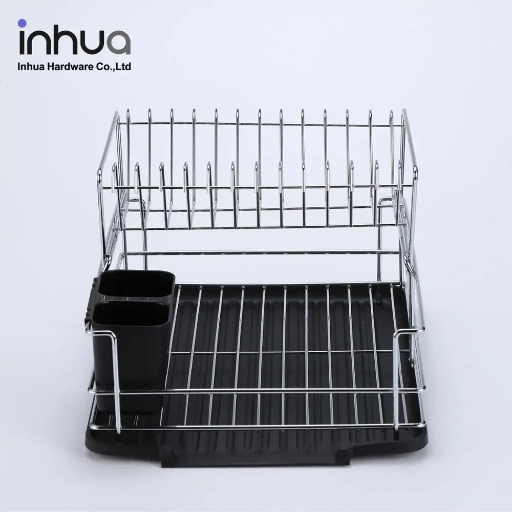 
Double-layer kitchen dish storage drain rack metal rack 