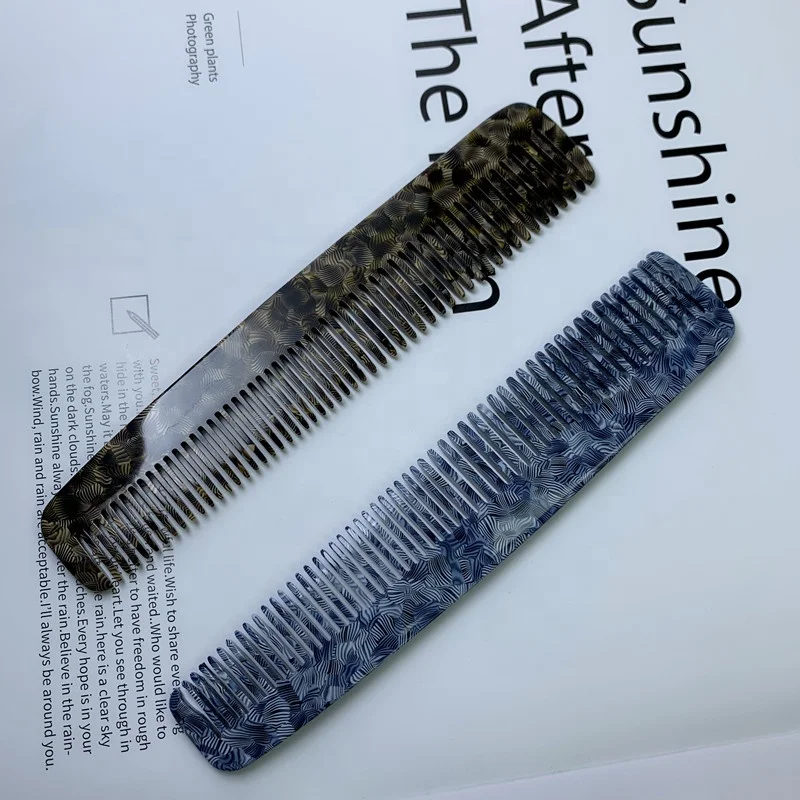 Peichi high quality Tortoise shell cellulose acetate handmade wide and fine hair comb accessories for