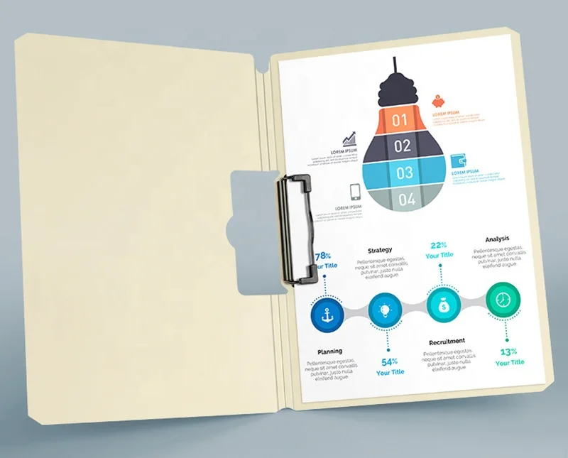 OMOI Hot Sale Custom A4 Size PP Clip File Folder Stationery OEM Plastic Board Folder Menu Clip Board