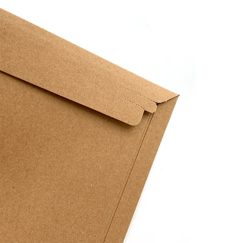Self sealing rigid corrugated paper stay flat cardboard kraft flat mailer rigid
