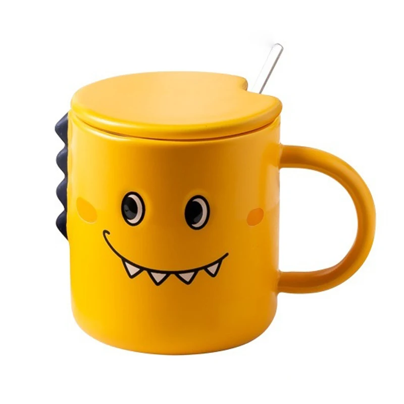 baby tablewareCute fun cartoon dinosaur ceramic mug with lid and spoon cute lovers cup Instagram creative animal mug nordic mug