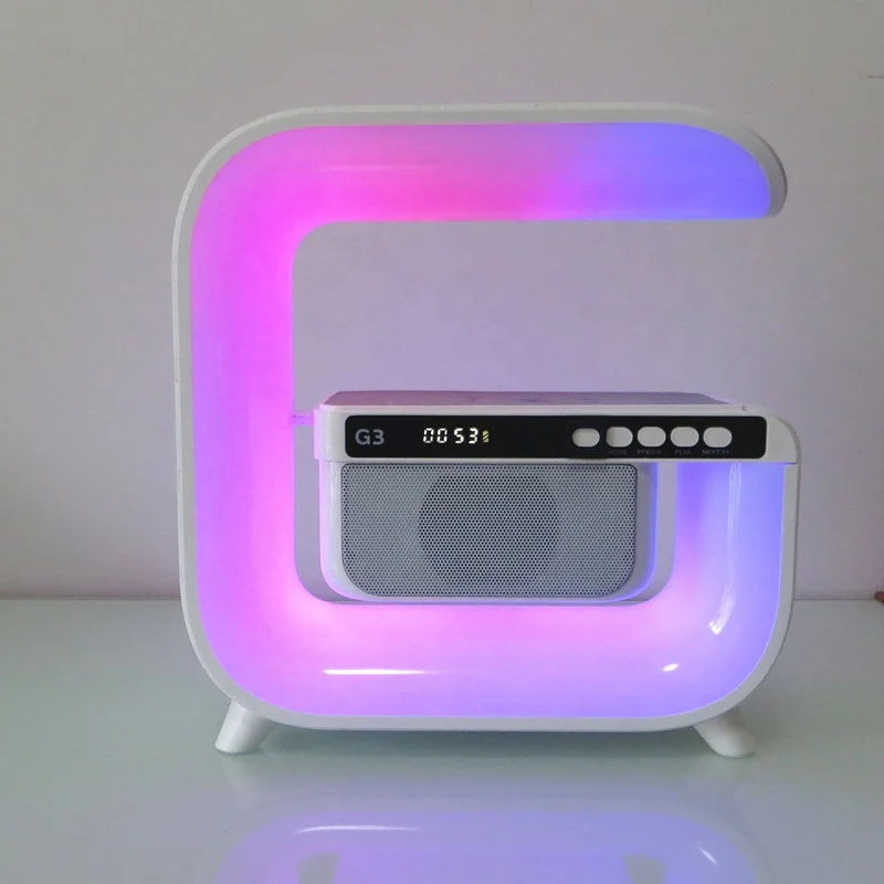 Lonvel Desk Table Magnetic Speaker G3 15w Atmosphere Lamp LED Light Alarm Clock Universal Fast Qi G 3 in 1 Wireless Charger