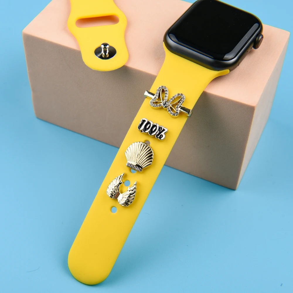Hot Metal Watch Charm for Silicone Watch Band Accessory Cartoon iWatch Stud Charm for Birthday Gift