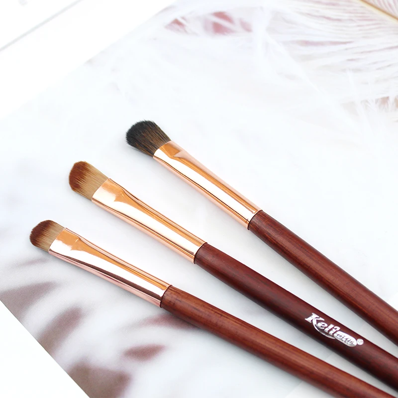 3pcs in 1 affordable price round nylon eyeshadow custom label brow angled brush