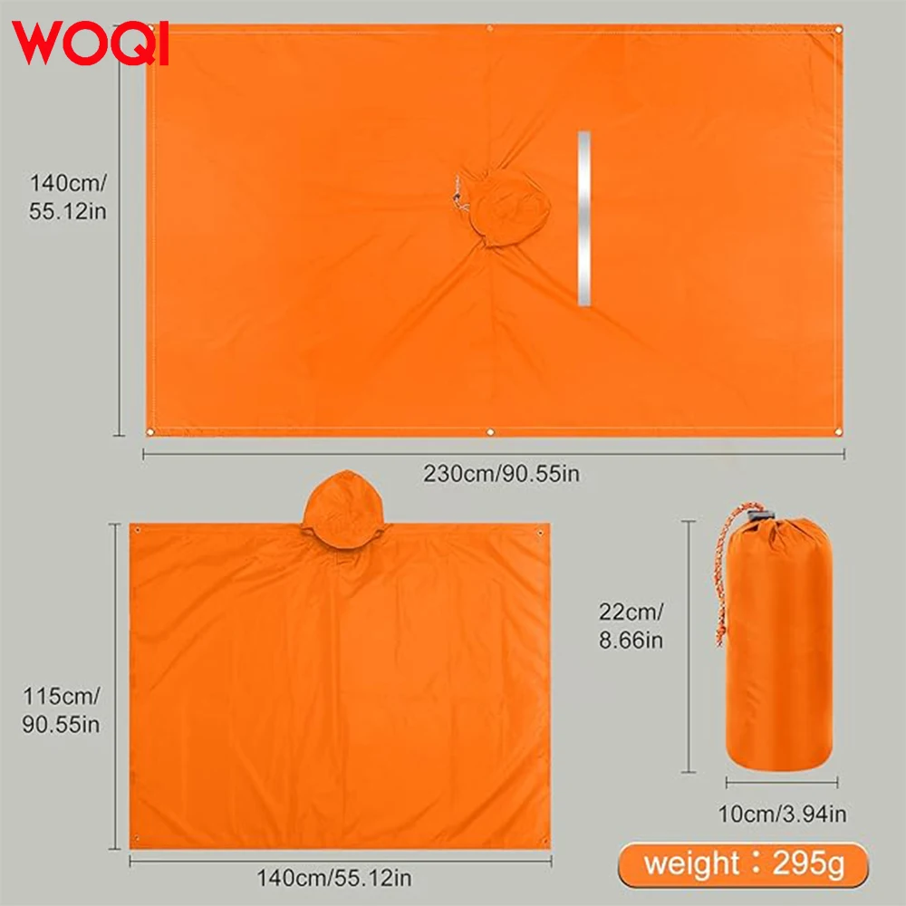 WOQI Three in one multifunctional waterproof raincoat, wear-resistant polyester adult bicycle raincoat with reflective strip