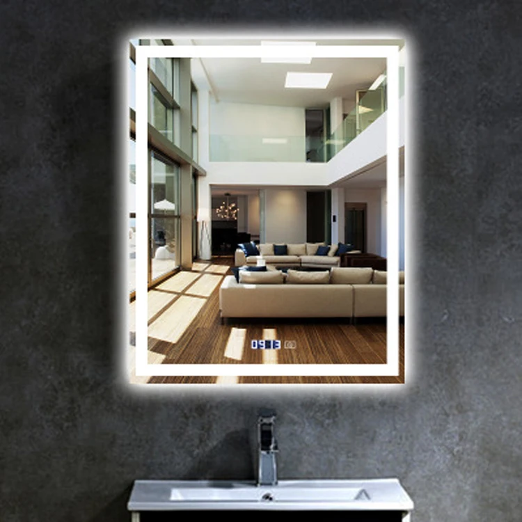 OEM ODM Modern LED Bathroom Wall Mirror Rectangle Anti-Fog High Definition Backlit Mirror IP44 Rating Smart Wall-Mounted Mirror