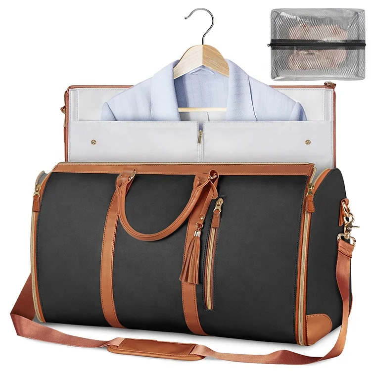 New Pink Suit Leather With Metal Zipper Shoulder Strap Weekender Duffle Garment Bags for