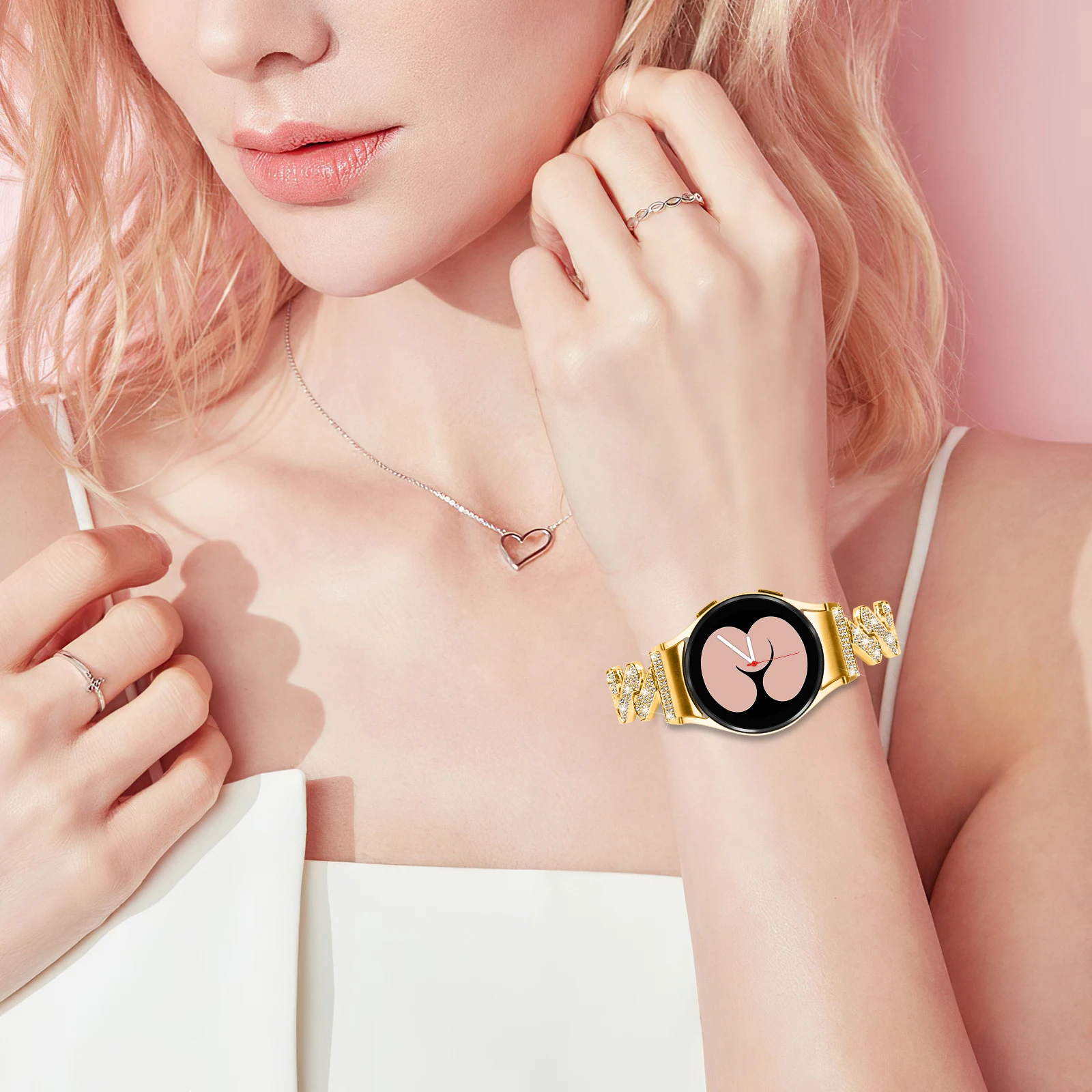 HMJ Wholesale 2023 high quality luxury stainless steel diamond smart watch chain band watch strap for google pixel watch 2 band