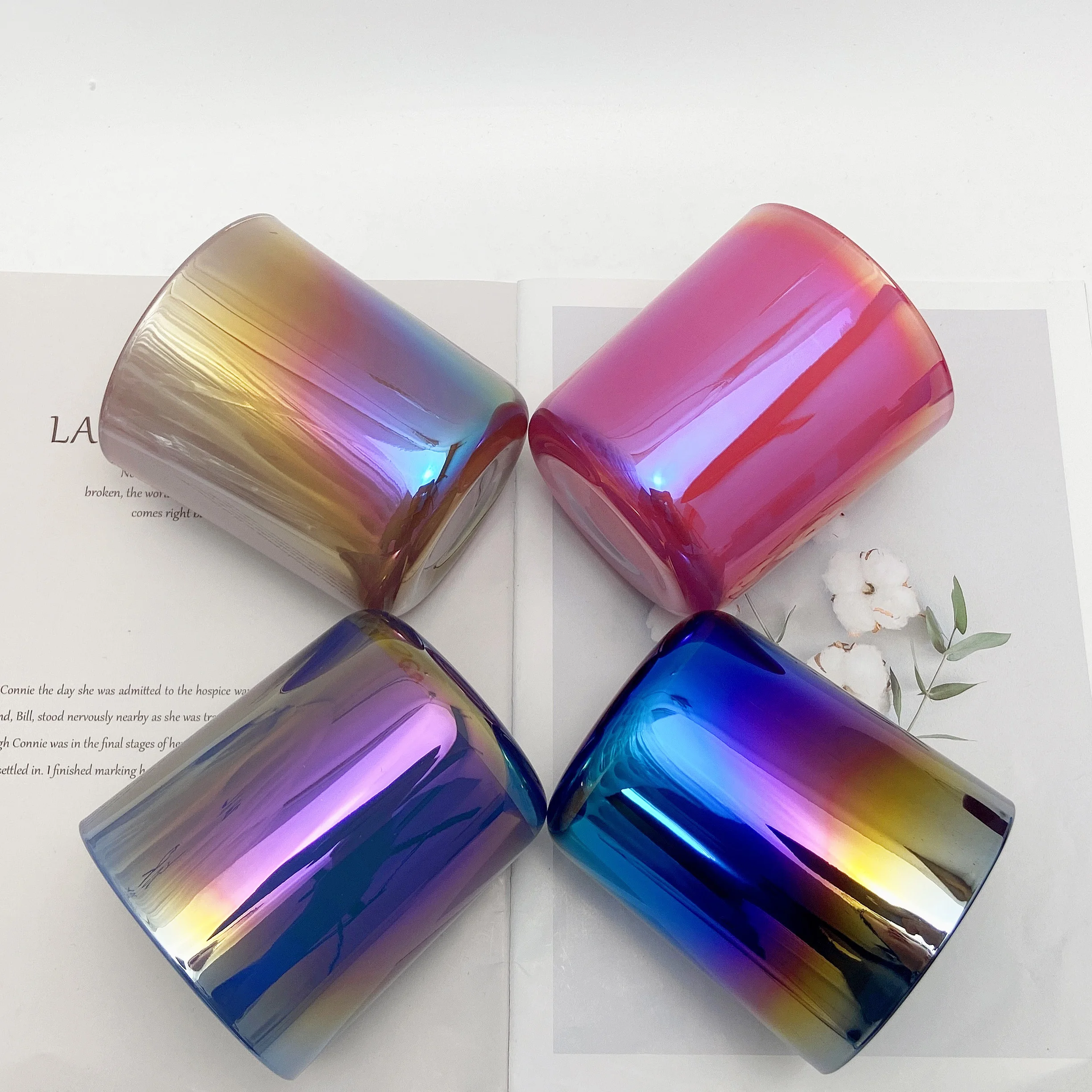 8OZ 10OZ 12OZ 16OZ Iridescent Plating Glass Creative Candle Jars Aura Vessel  Makesy Candle Glass Jar